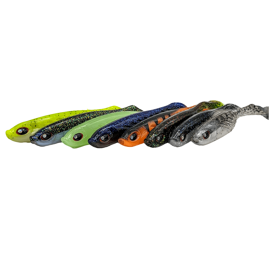 FTP STRIKER SOFT PLASTIC PADDLE TAIL - FLURO - Flicking The Plastics