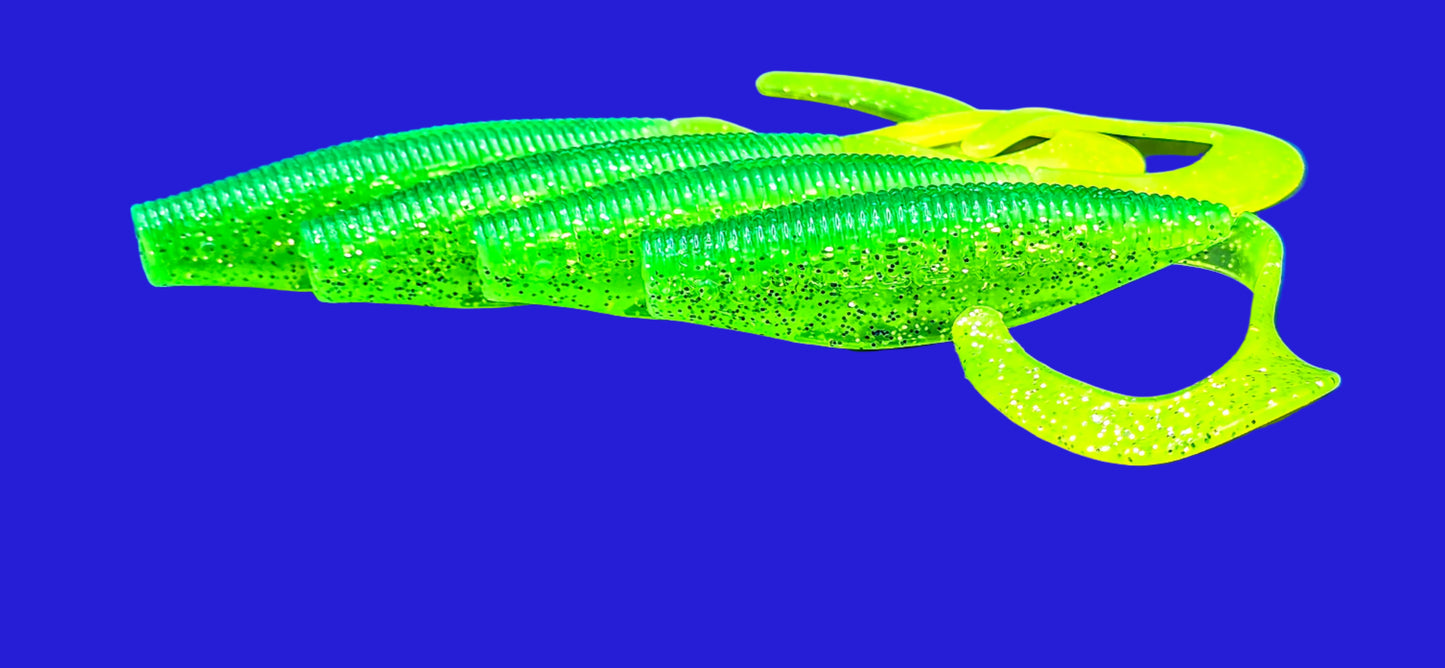 FTP CHIEF CURL TAIL GRUB - LIME GREEN